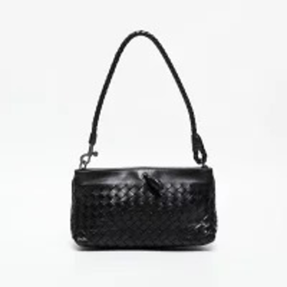Bottega Veneta Intrecciato Shoulder Bag Black